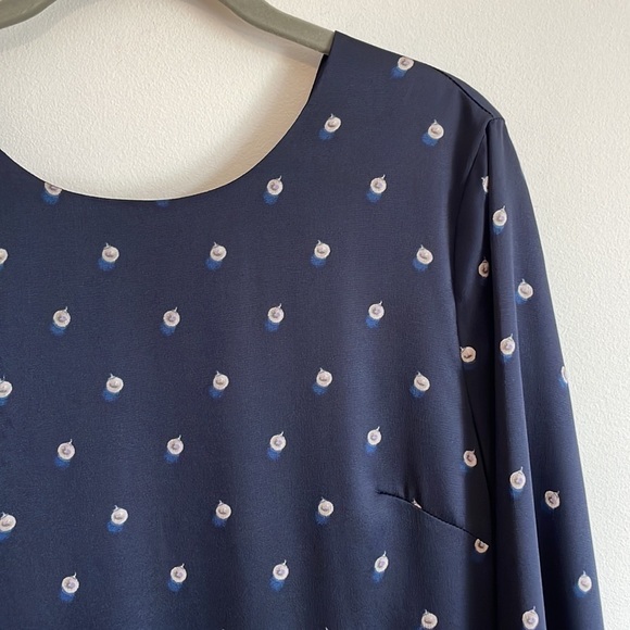 Polka Dot Dress Banana Republic Open Back 8 Navy Blue Midi Career Classic Prep - Picture 4 of 13